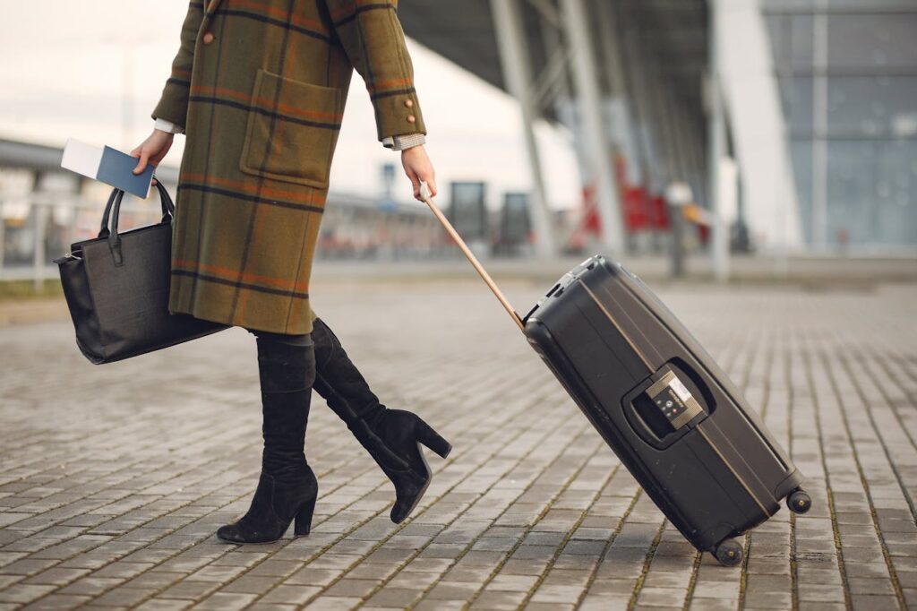 woman traveling with luggage 